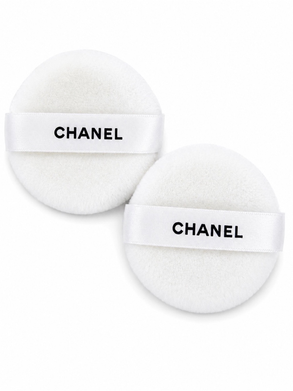 CHANEL Velour Powder Puff Set of 2 White Makeup Puff New